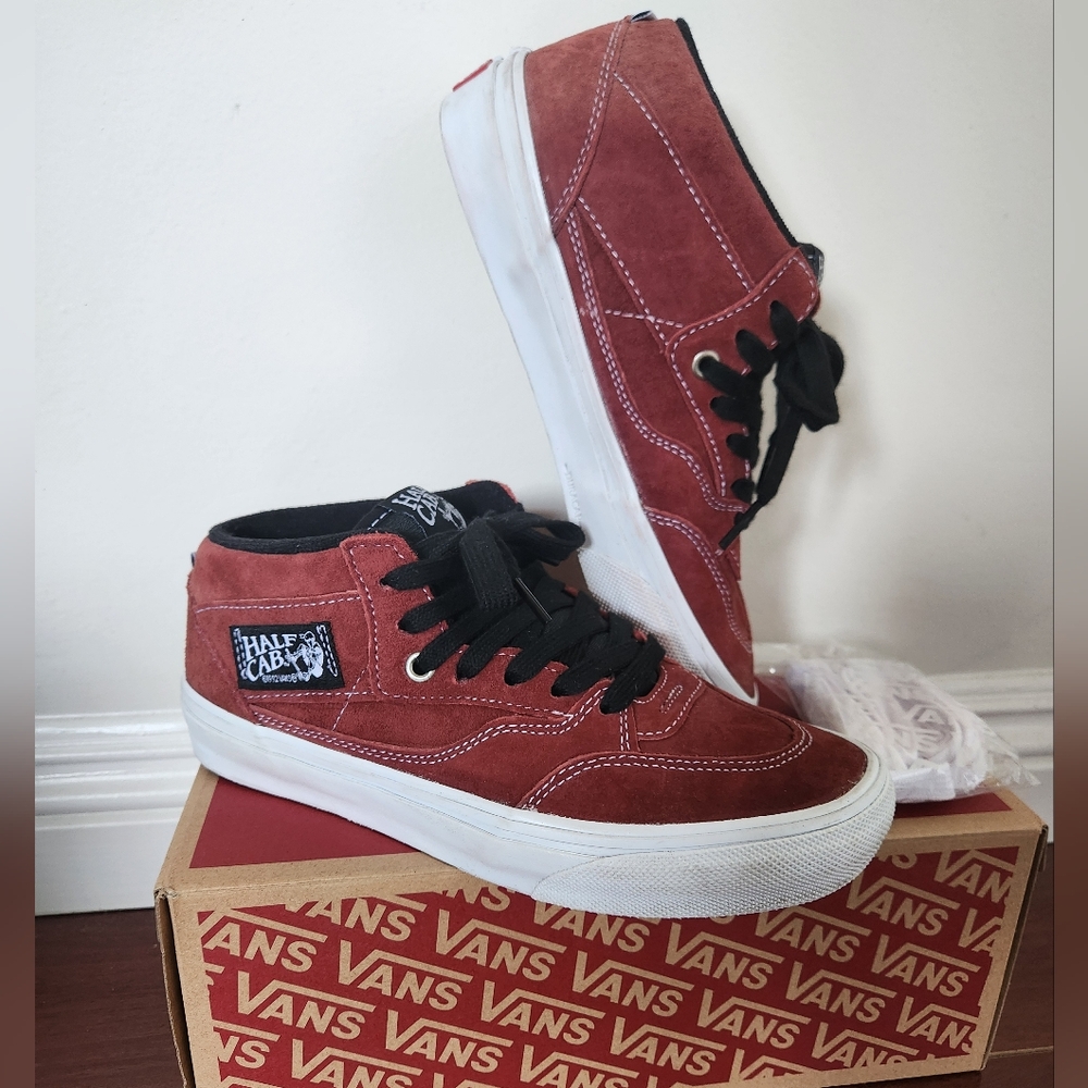 Vans Half Cab Pop Cush Skate Shoe Brick Red Burgundy men’s 6.5 women’s 8